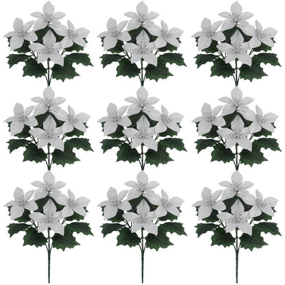 Poinsettia Silk Flower Arrangement for Festive Table Decor