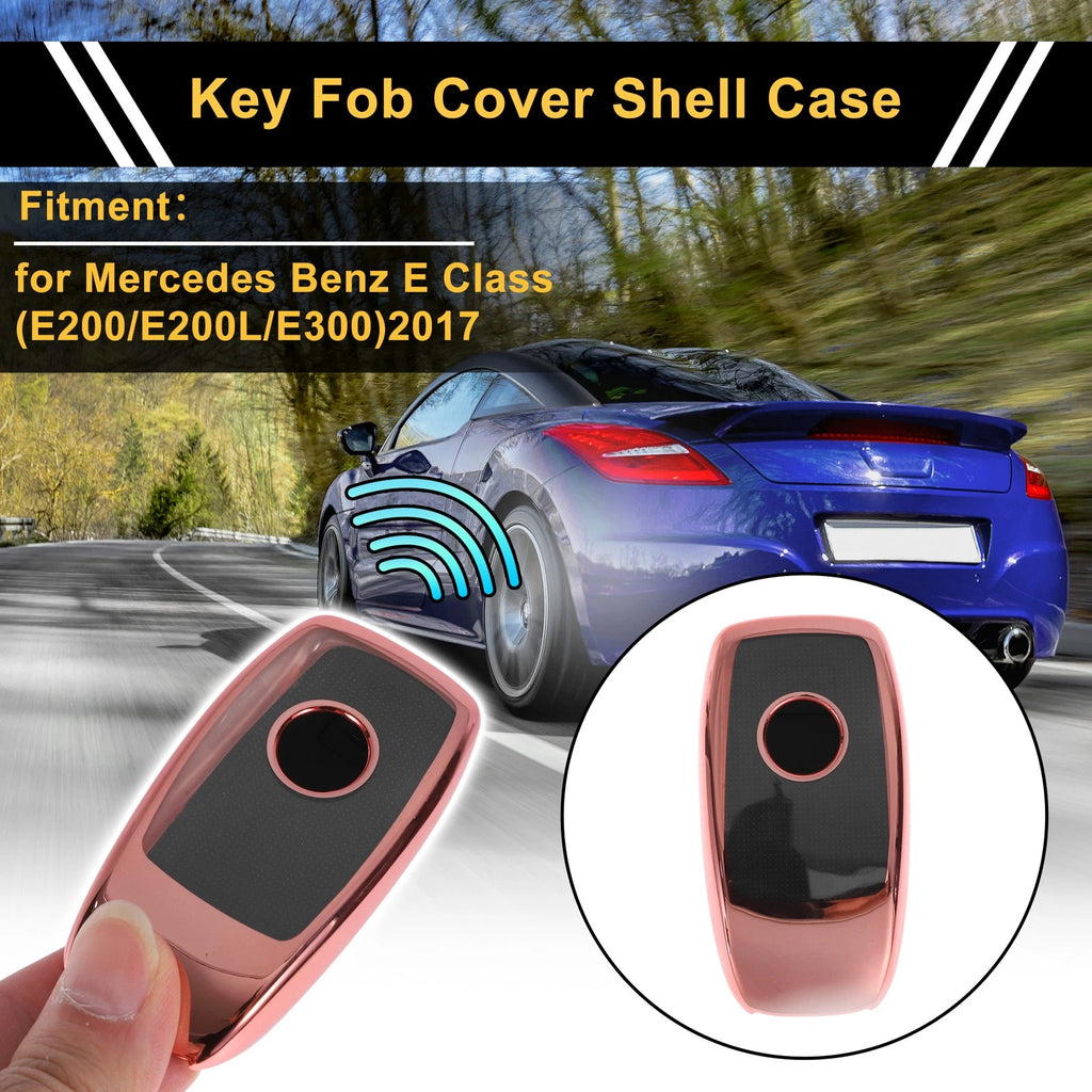 Rose Gold TPU Car Key Case with 3 Buttons for Mercedes-Benz E-Class (2017-2020)