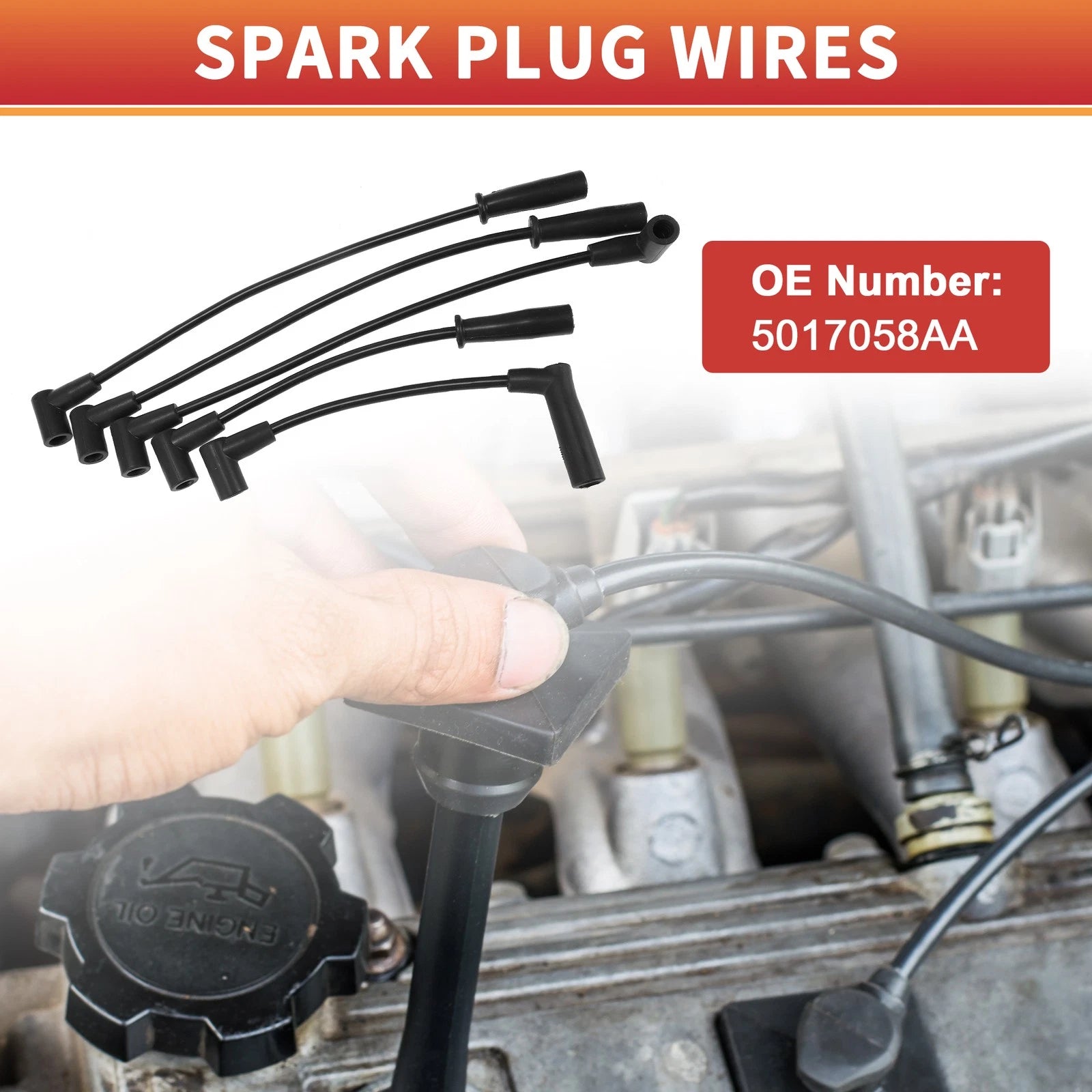 5 Pcs Ignition Coil Spark Plug Wire Set Replacement for Dodge Dakota (1996–2002)
