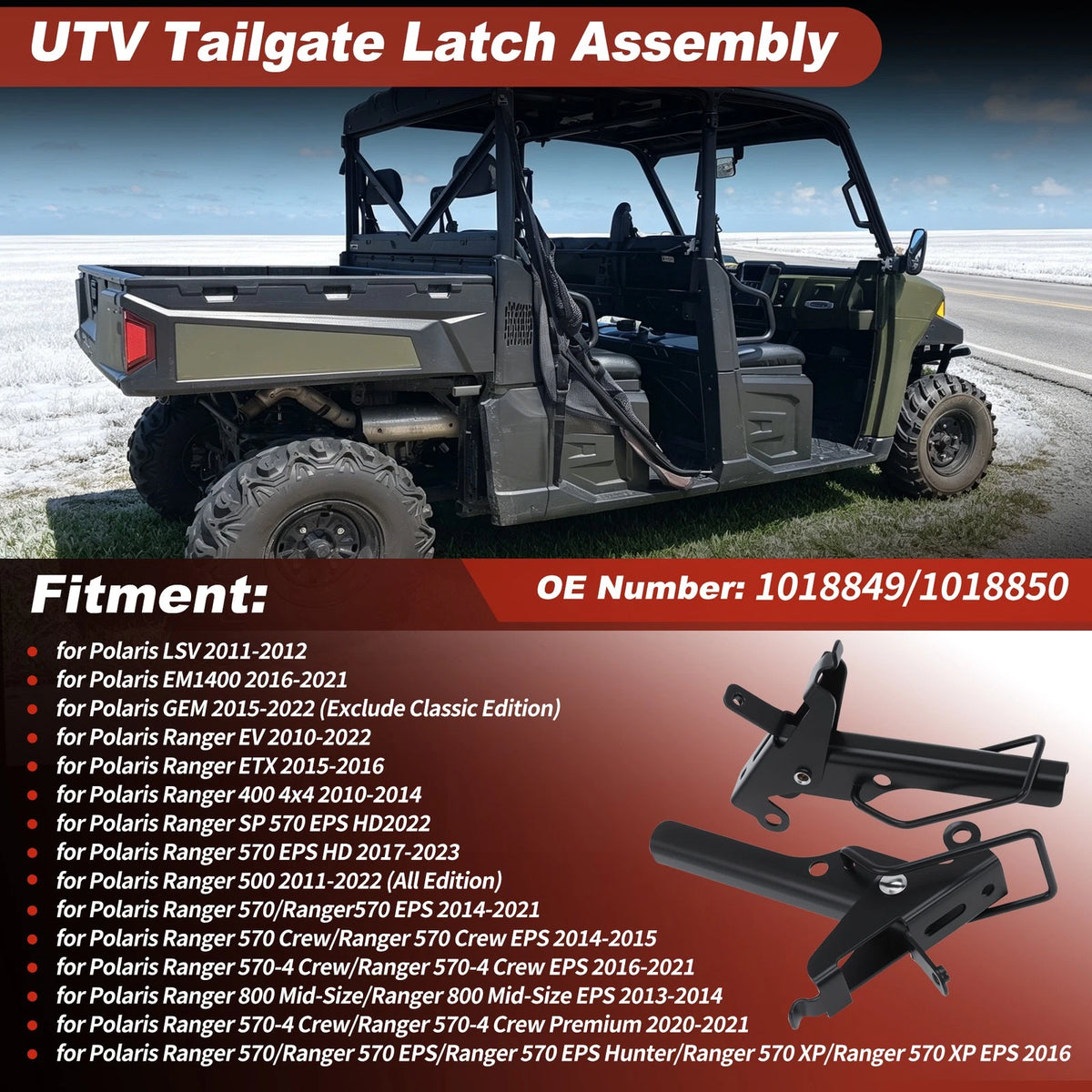 Tailgate Latch Assembly 1018849/101885 for Polaris Ranger 400 500 570 (2010–2020)