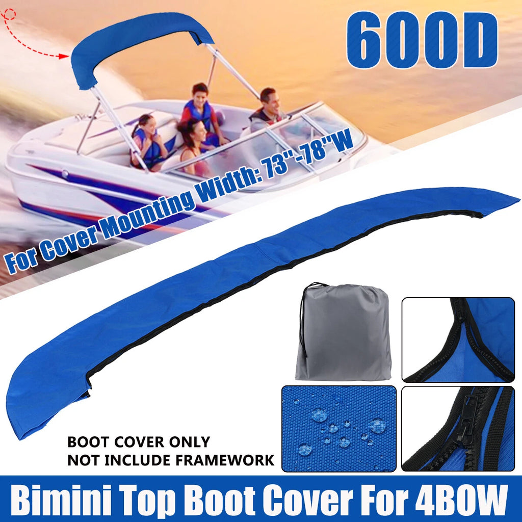 Bimini Top Boot Cover for Boat (600D Blue, 4 Bow)