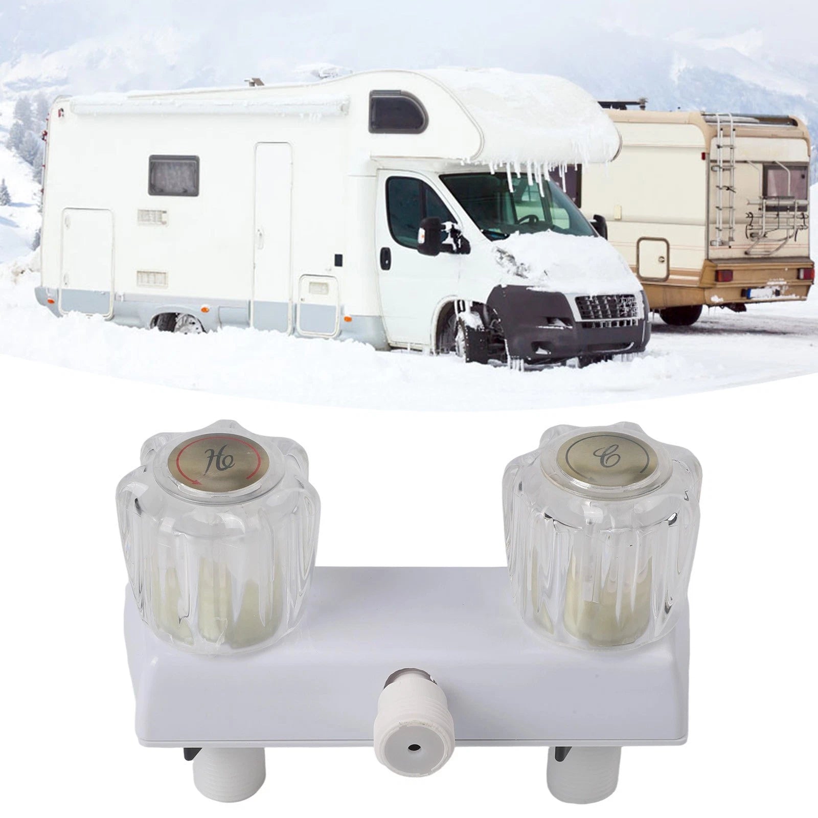 Double Knob Diverter Shower Faucet for RV (Inside/Outside Use)