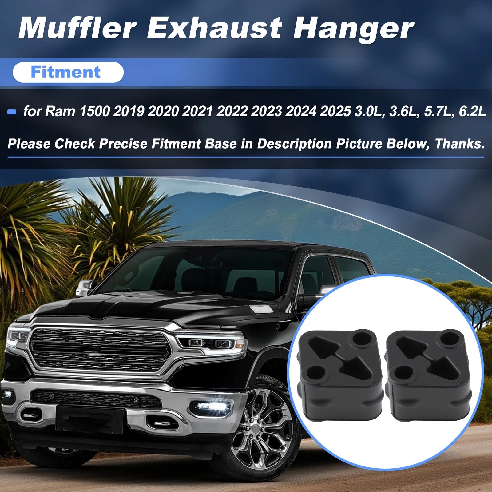 2X Exhaust Pipe Support Isolator Mufflers for Ram 1500 (2019–2025)
