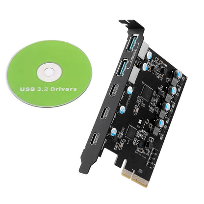 5 Ports Expansion Card for Desktop Computers (USB Type-A, USB Type-C)