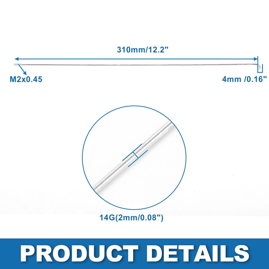 Bicycle Spokes 14G 310mm Carbon Steel Silver Set for Mountain Bikes (29")