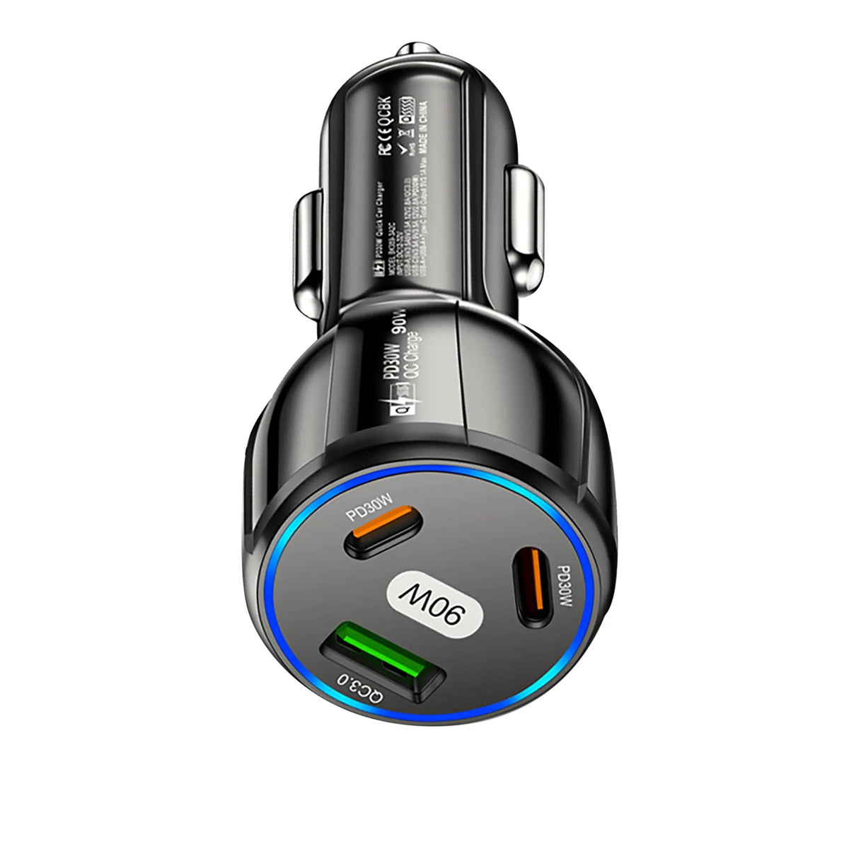 Multi Port Type C USB QC3.0 & PD 30W Fast Car Charger Adapter
