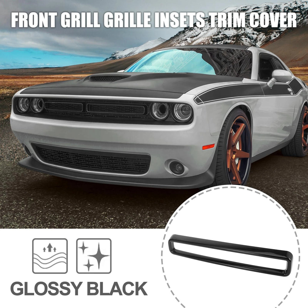Front Grill Insert Set Black Replacement for Dodge Challenger (2015–2020)