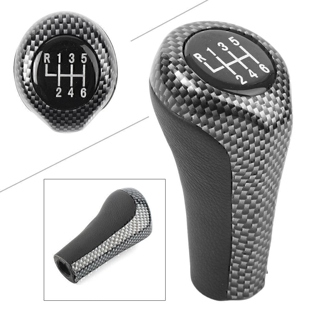 6 Speed Gear Shift Knob Stick Head For BMW E90 E91 X1 X3 X5 X6 Carbon Fiber