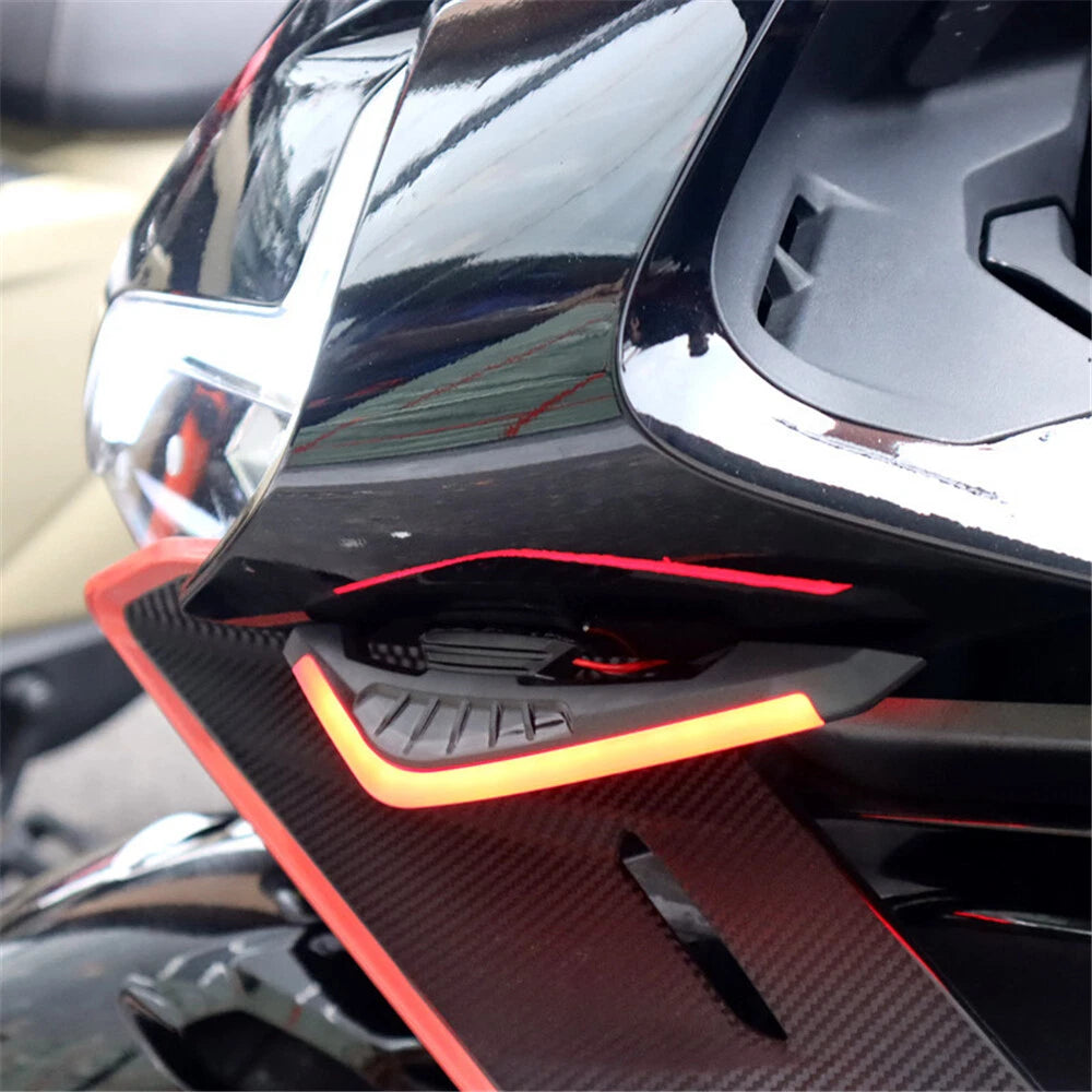 2Pcs Front Side Spoilers with Light for Motorcycle