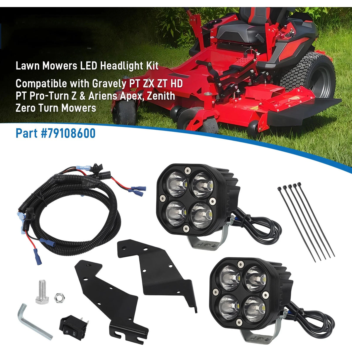 Work Light Kit for Gravely Pro-Turn Z, ZT, PT, Apex, Zenith (79108600)
