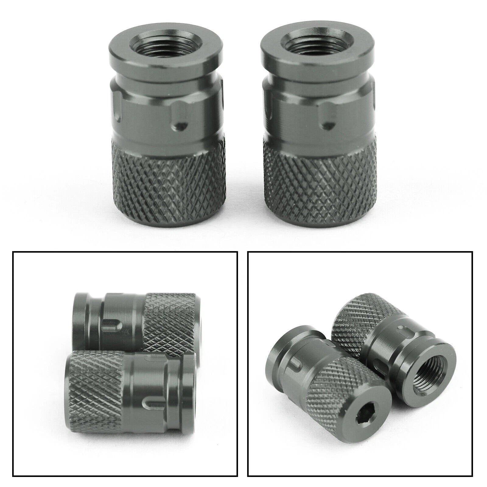 2X CNC Titan-color Anti-Thief Tire Valve Stem Caps for Car Truck Bike Motorcycle