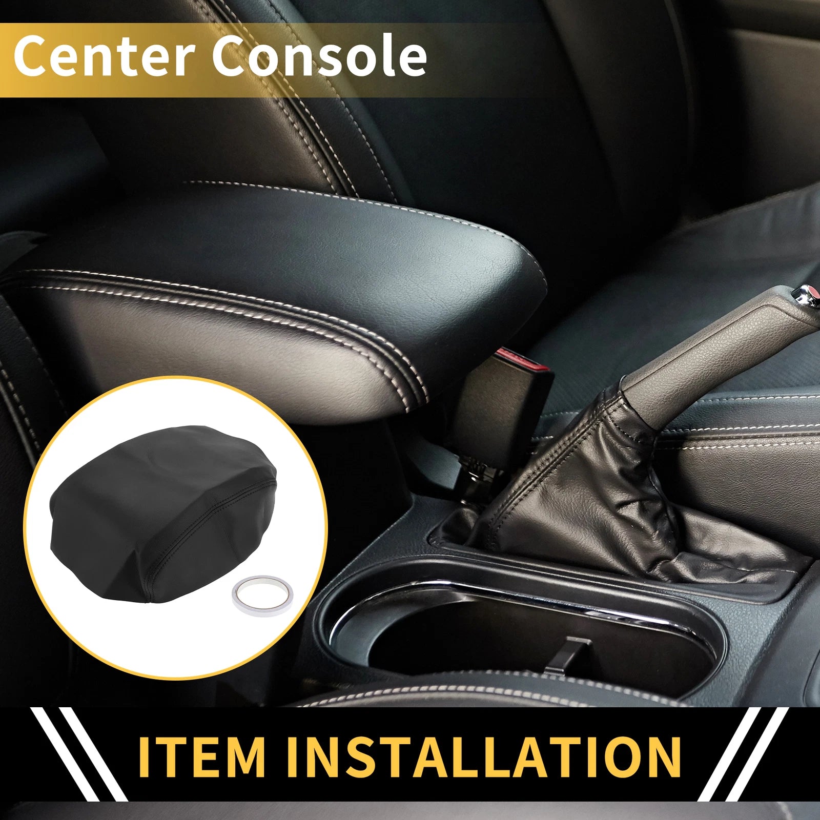 Center Console Cover for Honda Ridgeline (2006–2014) Microfiber Leather Black