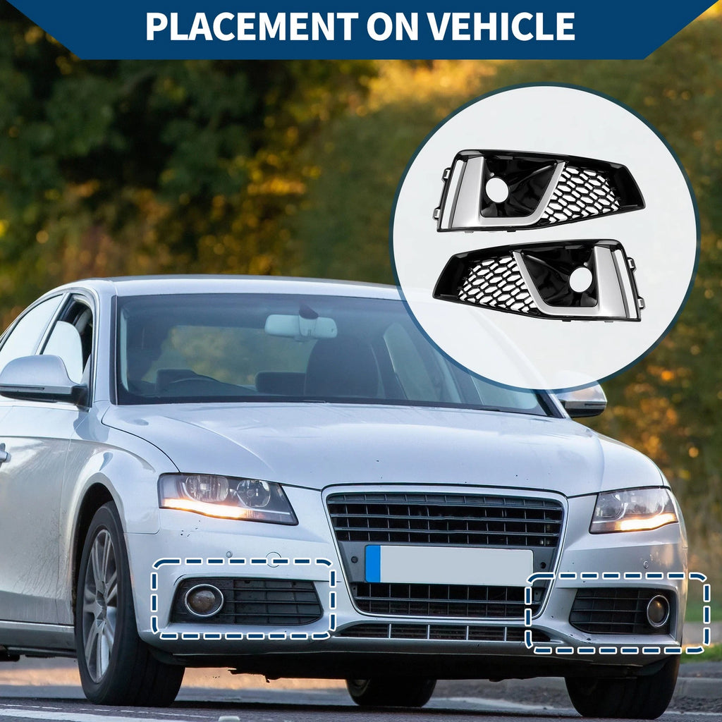Car Front Fog Light Grill Pair Replacement for Audi A6 C7 (2012–2015)