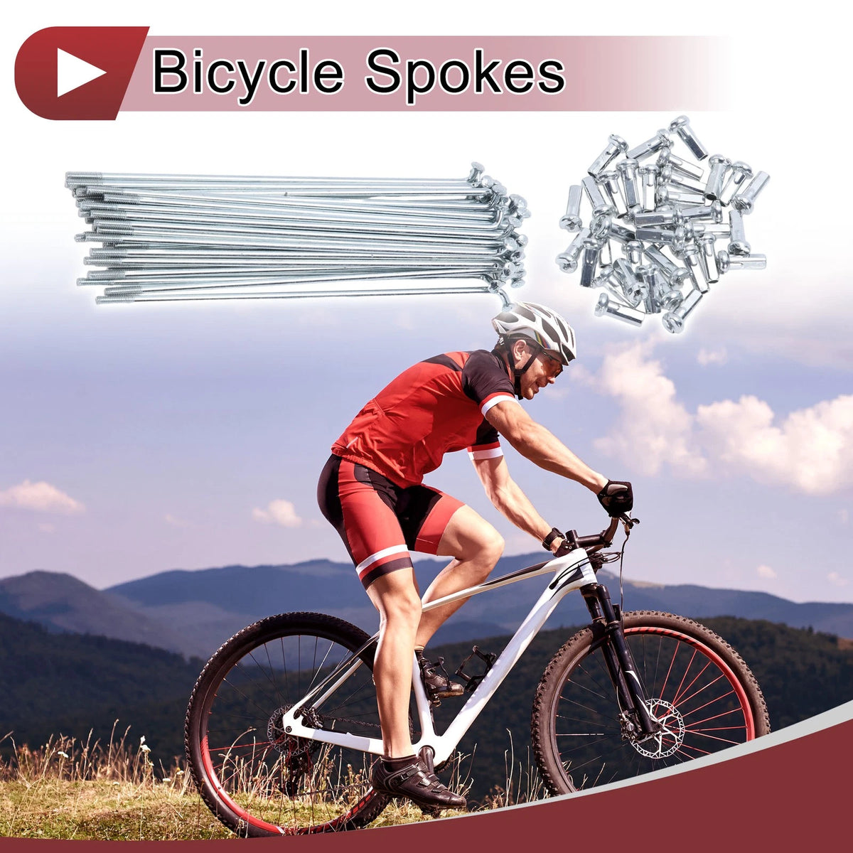 Bicycle Spoke Set 110mm Steel Galvanized for 14G Spoke Replacement (1 Pair)