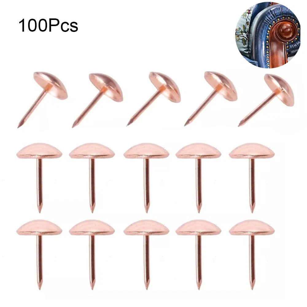 100Pcs Upholstery Nails Round Pins for Furniture Craft (11mm x 17mm)