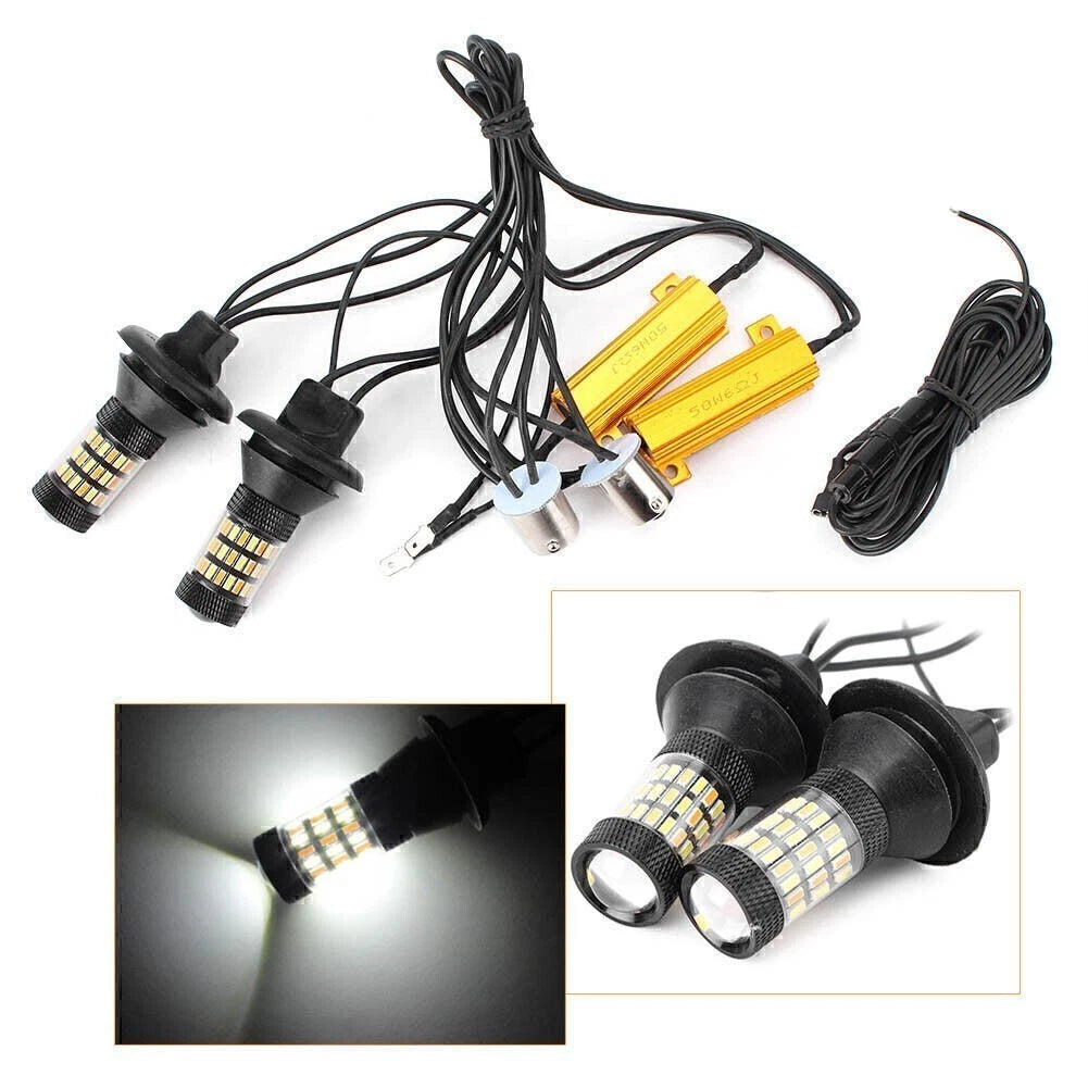 2X 1156 P21W Dual-Color Switchback LED Turn Signal Lights for Automotive