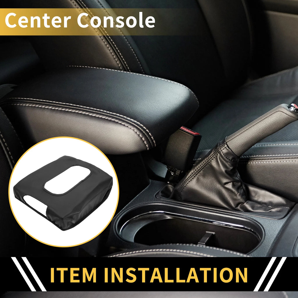 Center Console Cover for GMC Sierra 1500 (2014–2023) Microfiber Leather Black