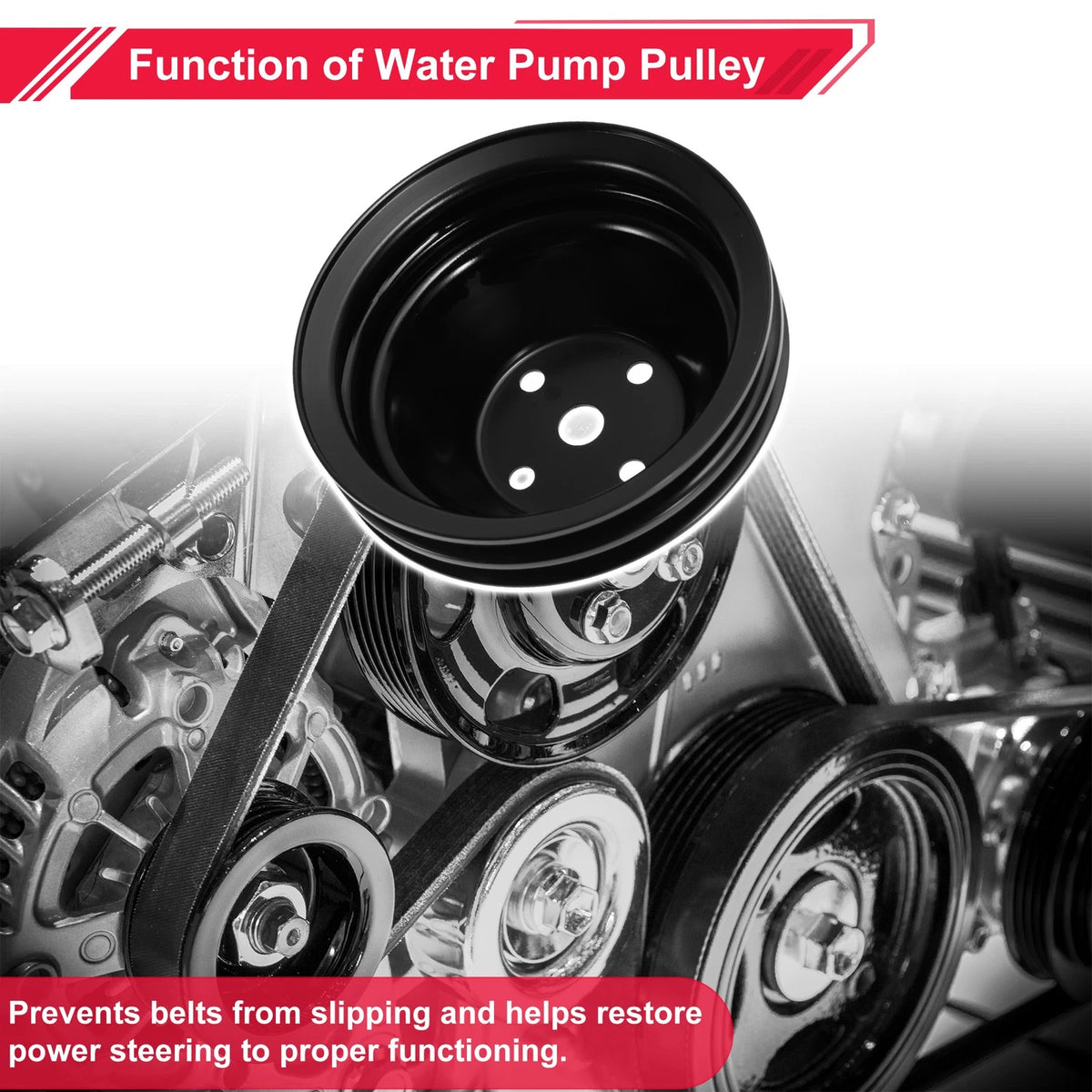 Water Pump Pulley Double Groove LWP for Chevy SBC 262 265 267 (1965–1975)