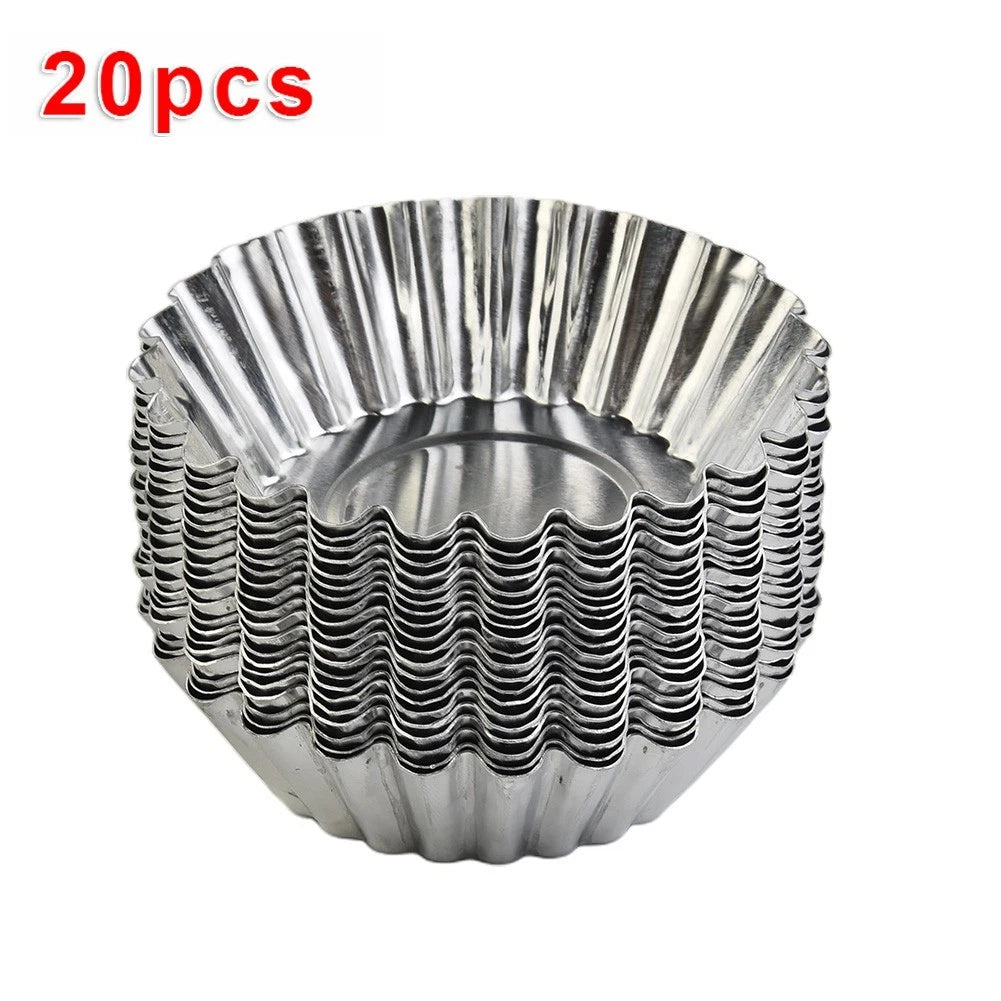 20Pcs Egg Tart Aluminum Cupcake Molds for Baking