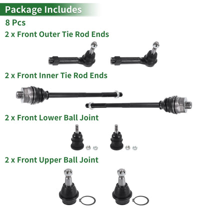 8pcs Front Suspension Kit Tie Rod End Ball Joint for Cadillac Escalade (2002–2006)