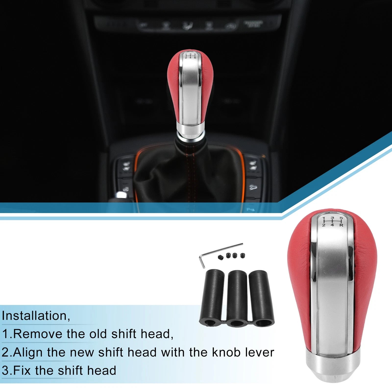 5 Speed Gear Shift Knob for Universal Manual Transmission (9cm, Red)