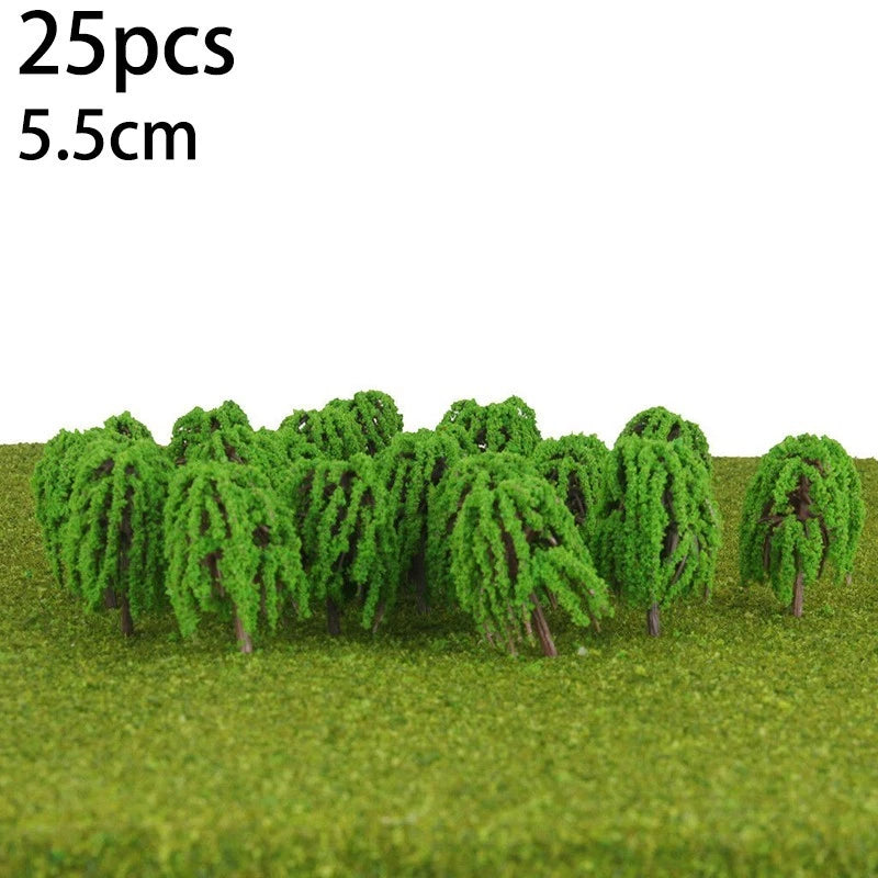 25pcs Miniature Willow Model Trees for Train Railroad Layout Scenery