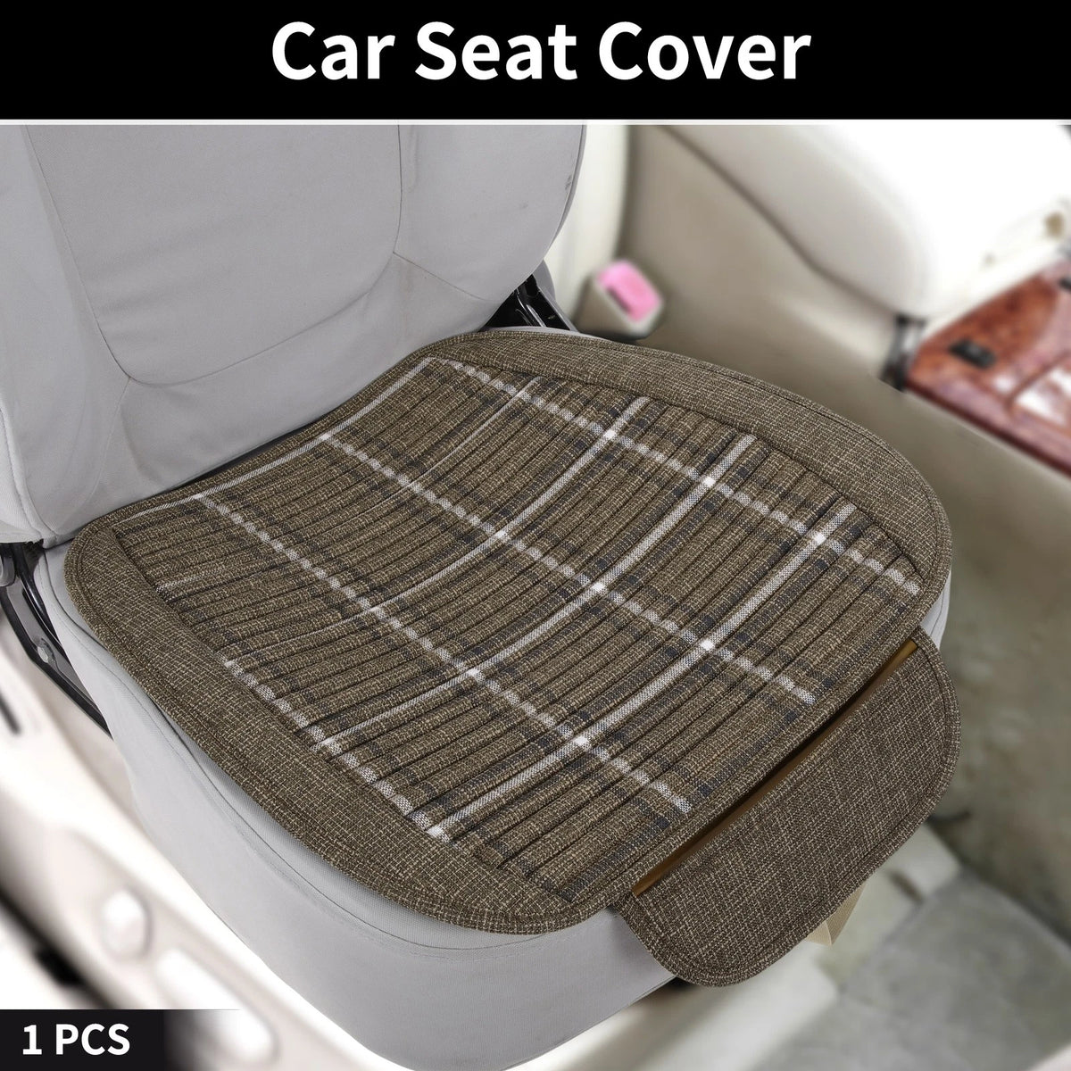 Bottom Seat Pad Cover for Universal Car SUV Truck (1 Pcs) - Brown Linen