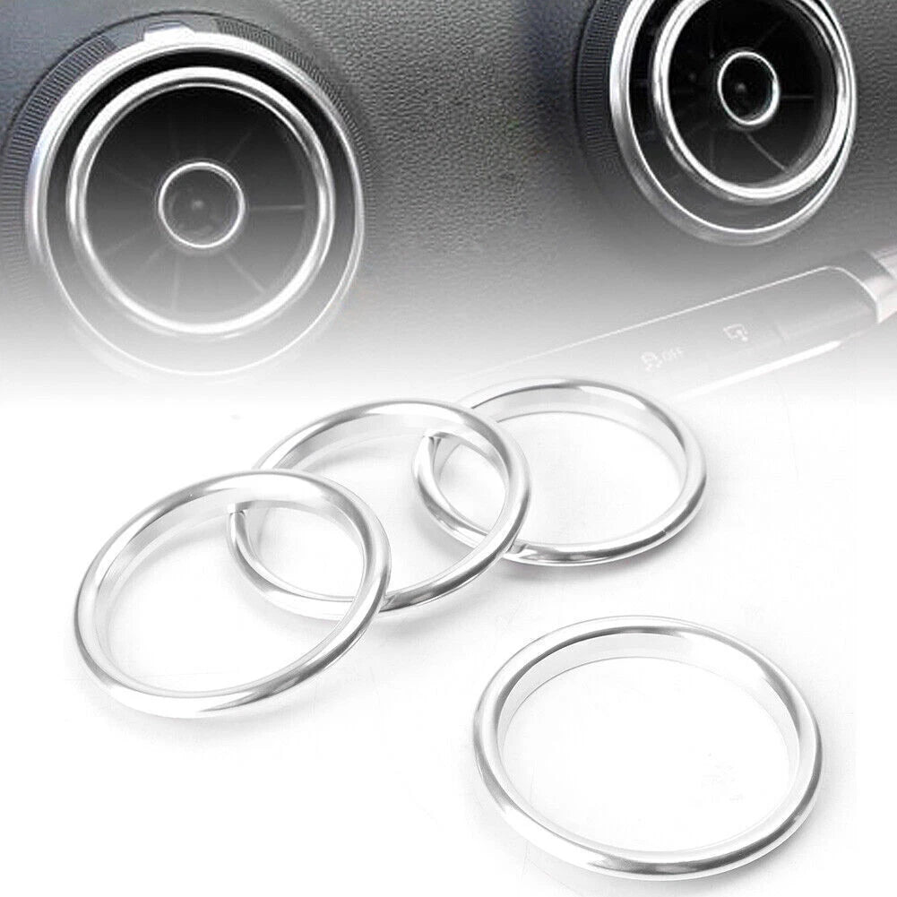 Interior Air Vent Outlet Ring Cover for Audi A3 8V 2012~2019 Silver 4pcs