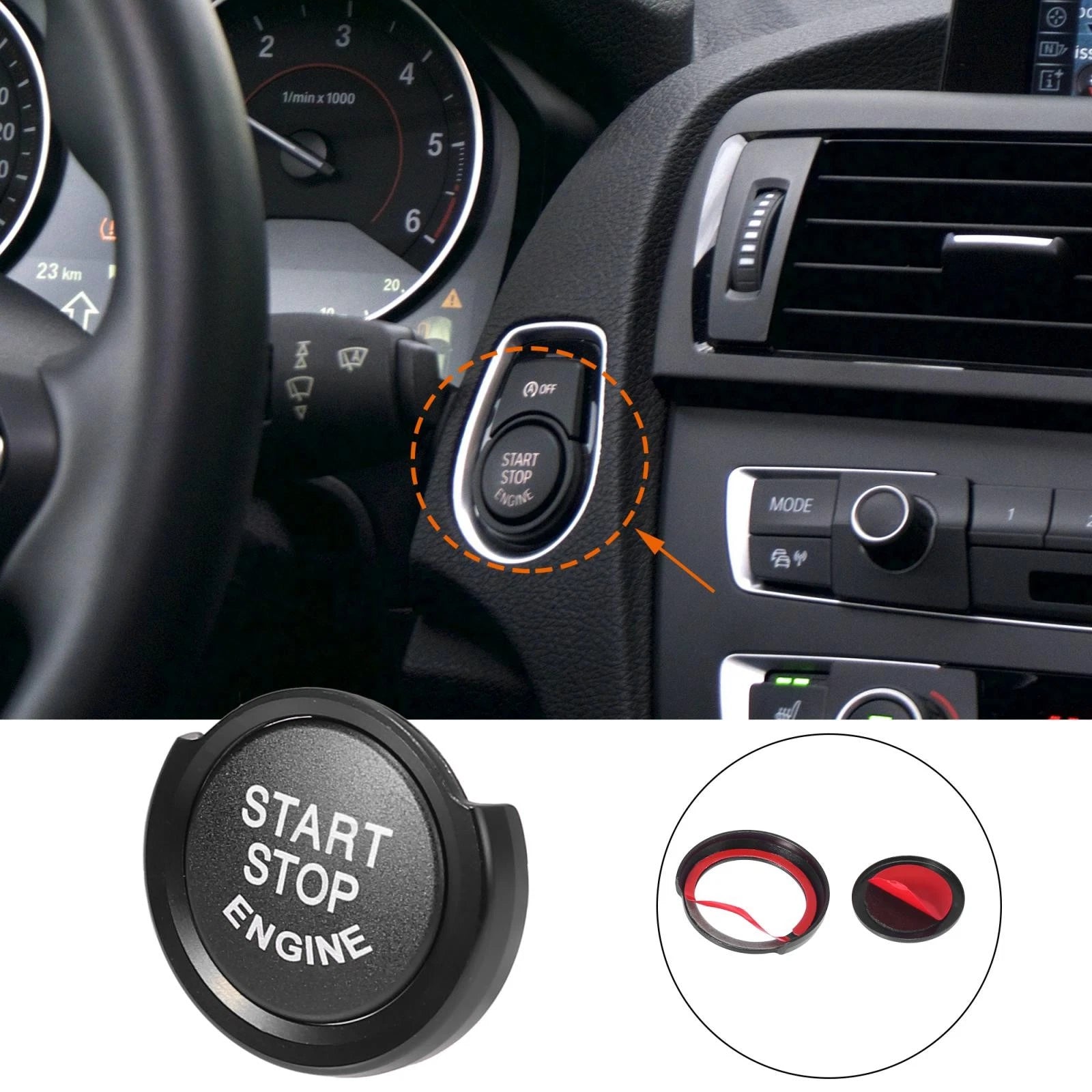 Start Stop Button Cover Cap with Ring Kit for BMW 1 2 3 4 X1 X2 (2010–2021)