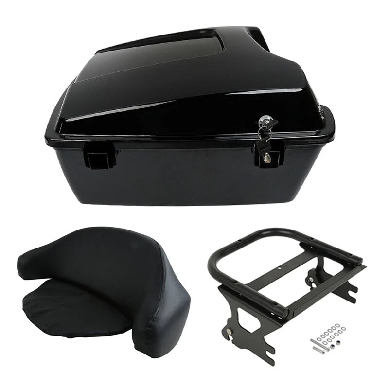 Black Chopped Trunk Backrest Mount Rack for Harley Touring (1997–2008)