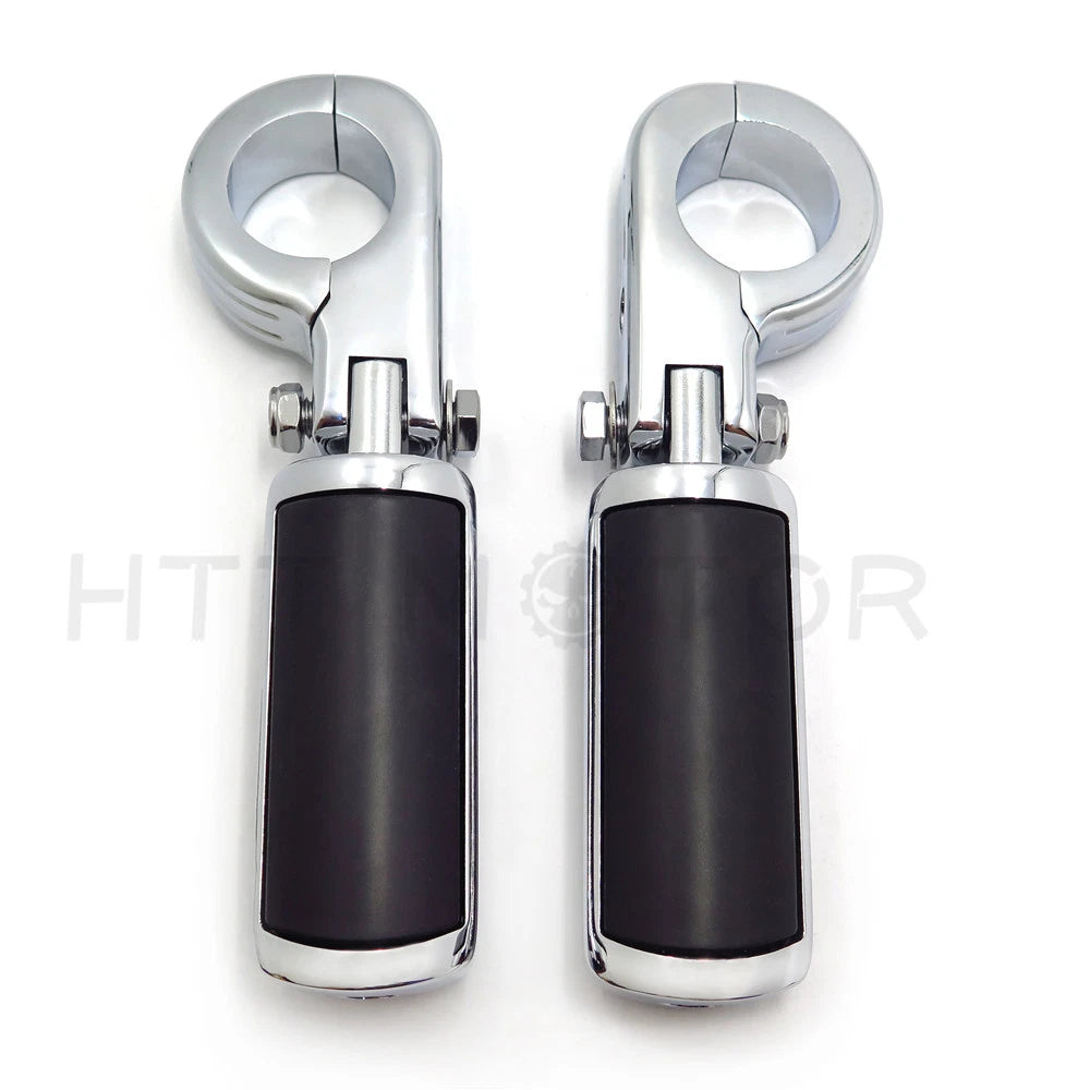 Chrome Skull Highway Engine Guard Foot Peg Mounting Rest Bar for Harley (1.5")