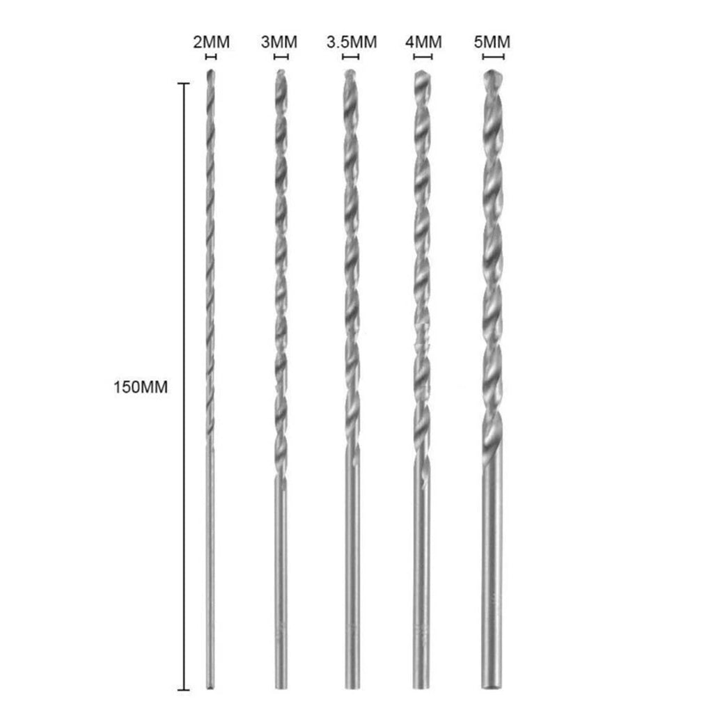 5pcs Extra Long Drill Bit Set 150mm 2-5mm for Automotive Applications