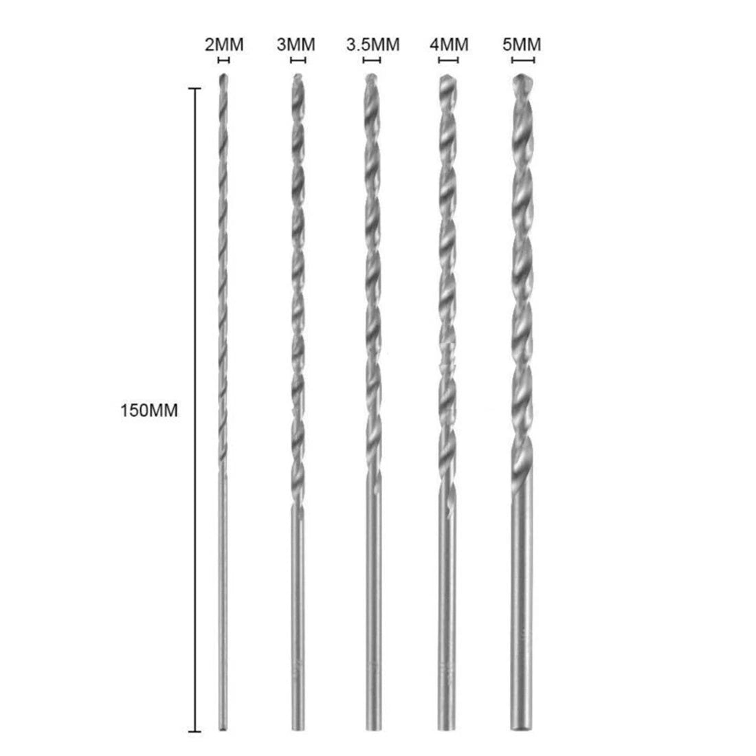 5pcs Extra Long Drill Bit Set 150mm 2-5mm for Automotive Applications