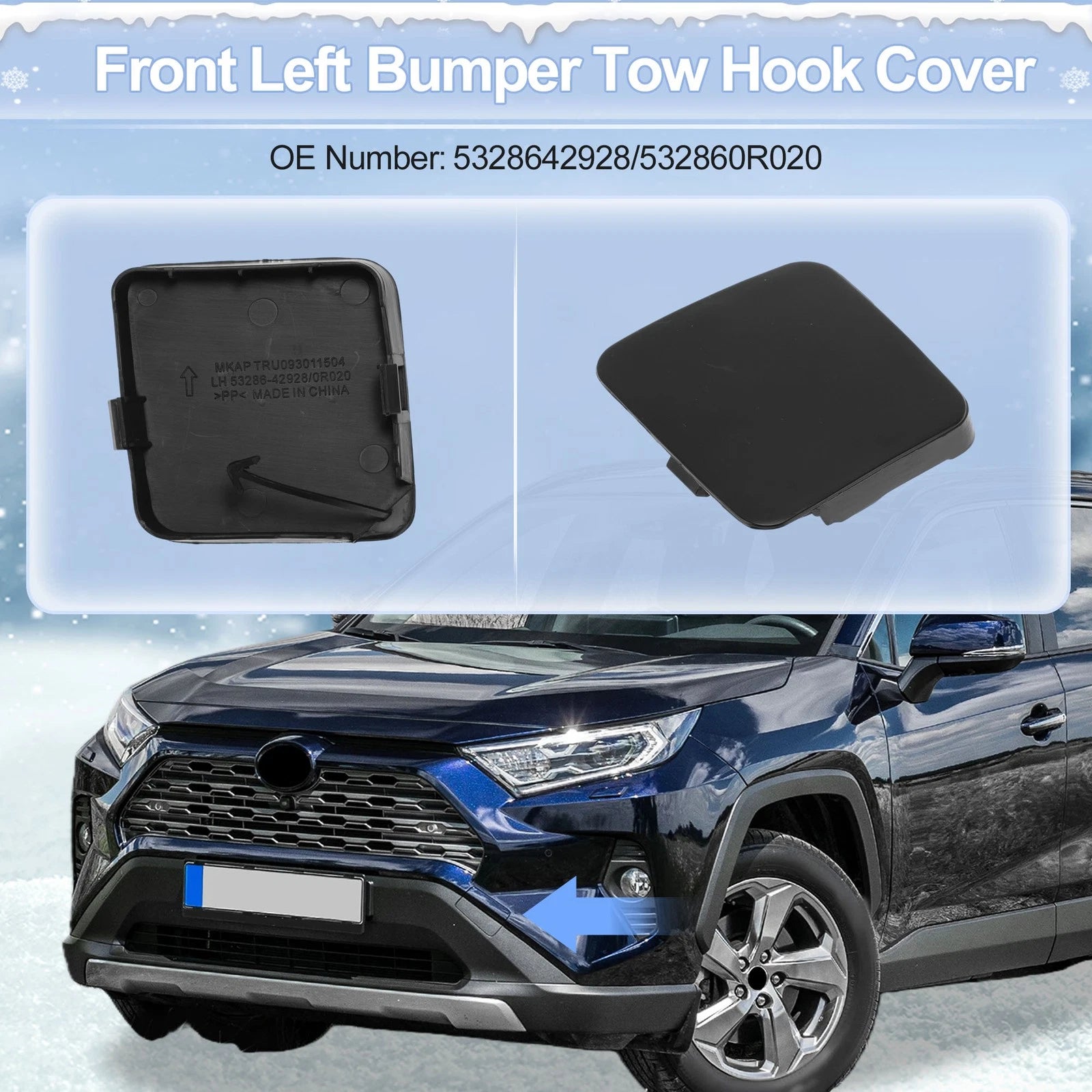 Left Front Car Tow Hook Cover Cap Replacement for Toyota RAV4 (2019–2025)
