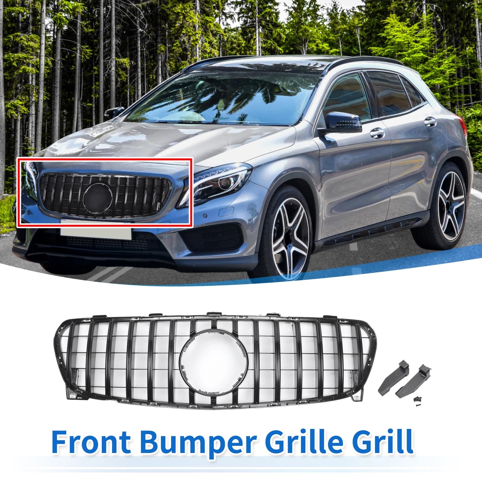 Front Upper Bumper Grille Grill for Mercedes-Benz GLA-Class X156 (2017–2019)