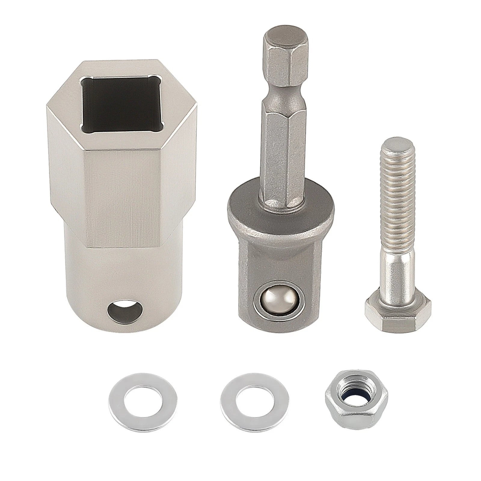 Stainless Steel Top Wind Trailer Jack Crank Handle Cordless Drill Adapter
