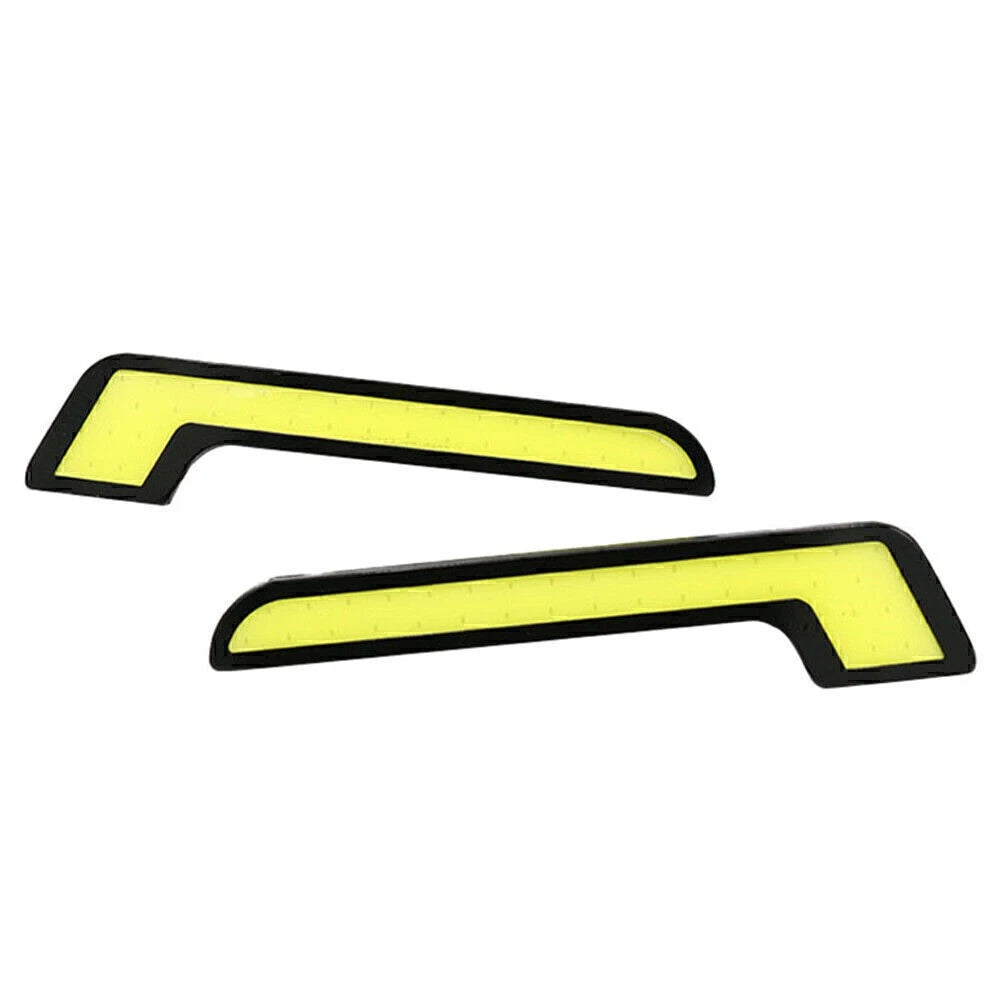 Pair 12V L Shape COB White LED Daytime Running Lights for Car