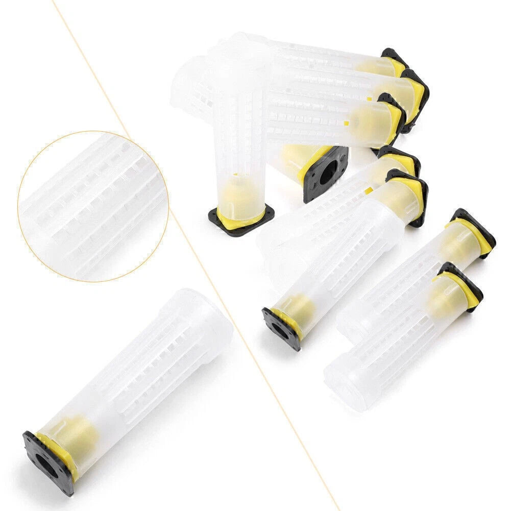 10x Plastic Beekeeping Rearing Cup Kit Queen Bee Cages Beekeeper Equipment Tools