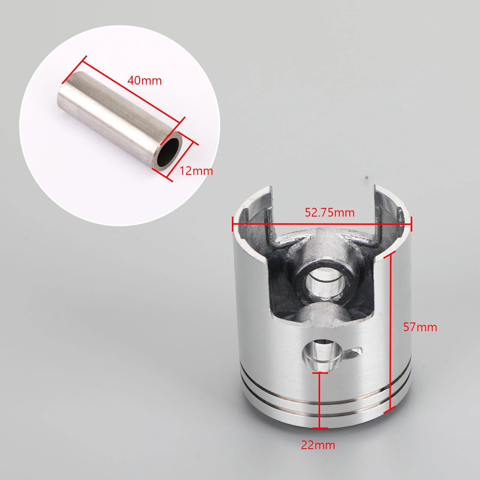 Piston Ring Pin Clip Kit +0.25 52.75mm for Suzuki AH100 AG100 Address (1991–2000)