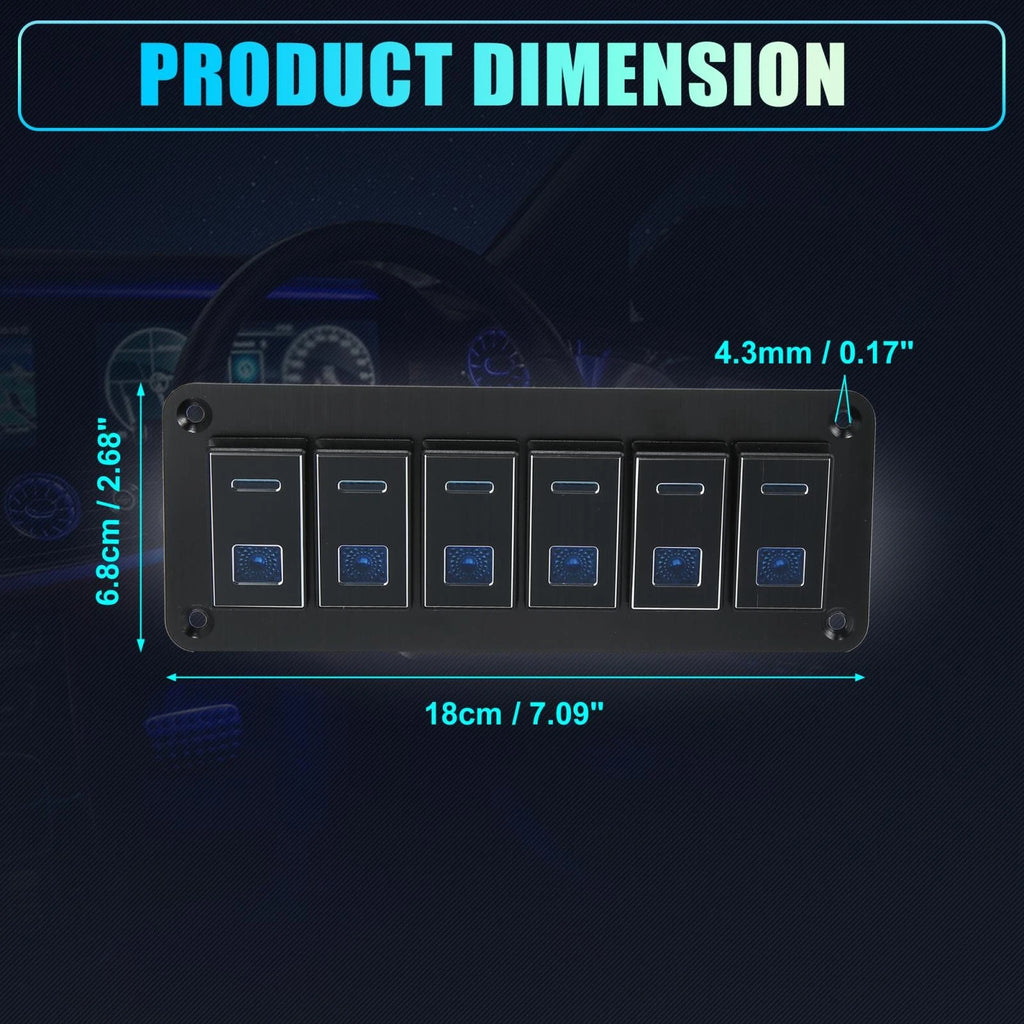 6 Gang Rocker Switch Panel for Auto Boat