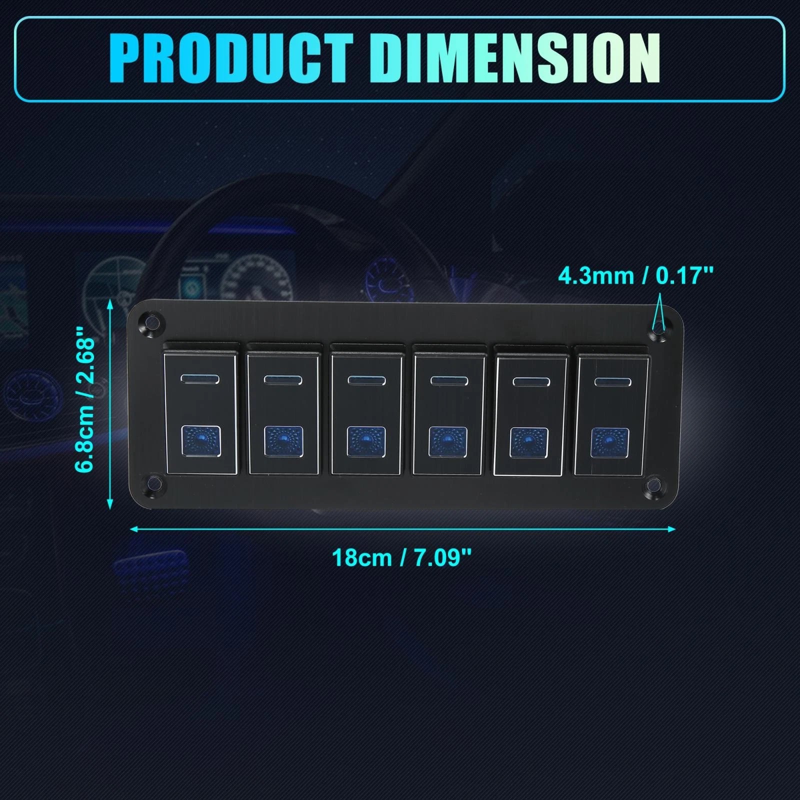 6 Gang Rocker Switch Panel for Auto Boat