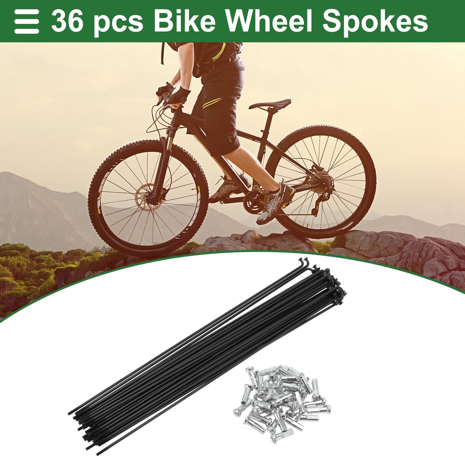 Bicycle Spokes Nipple Set 14G 210mm Carbon Steel for Universal (All)
