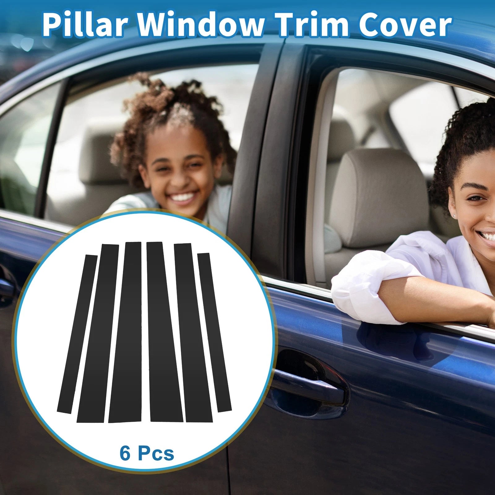 6 Pcs Door Pillar Window Trim Replacement for Mitsubishi Pajero (2009–2015)