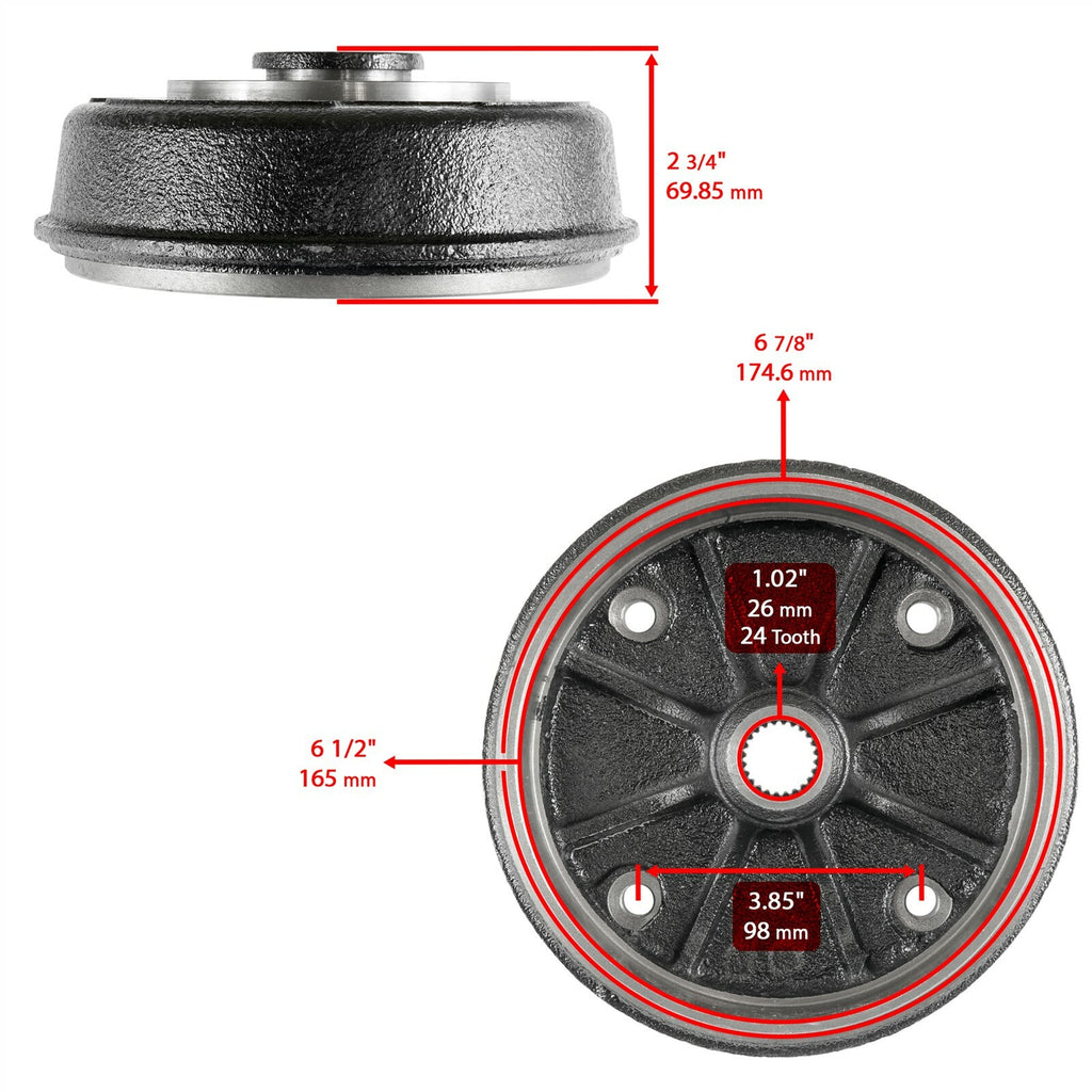 Rear Left Brake Drum Kit Replacement for Kawasaki Mule 500 (1993–1996)