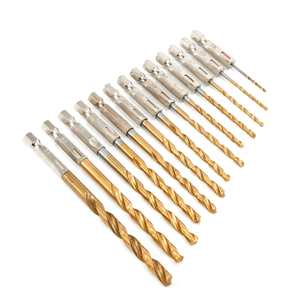 13pcs 1.5mm-6.5mm HSS Drill Bit Set for Hexagon Shank Tools