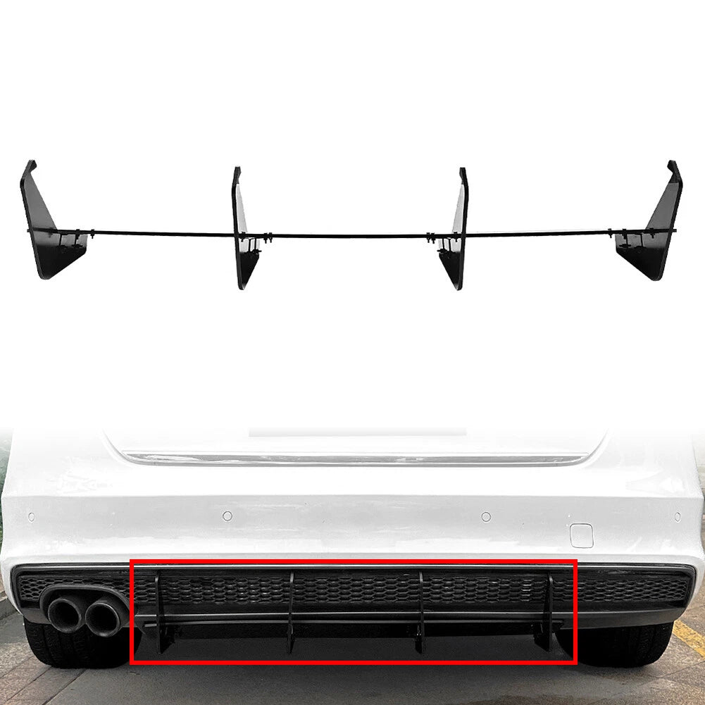 Rear Bumper Lip Diffuser Extension Shark Fins for Audi A4 B8.5 (2013–2016)