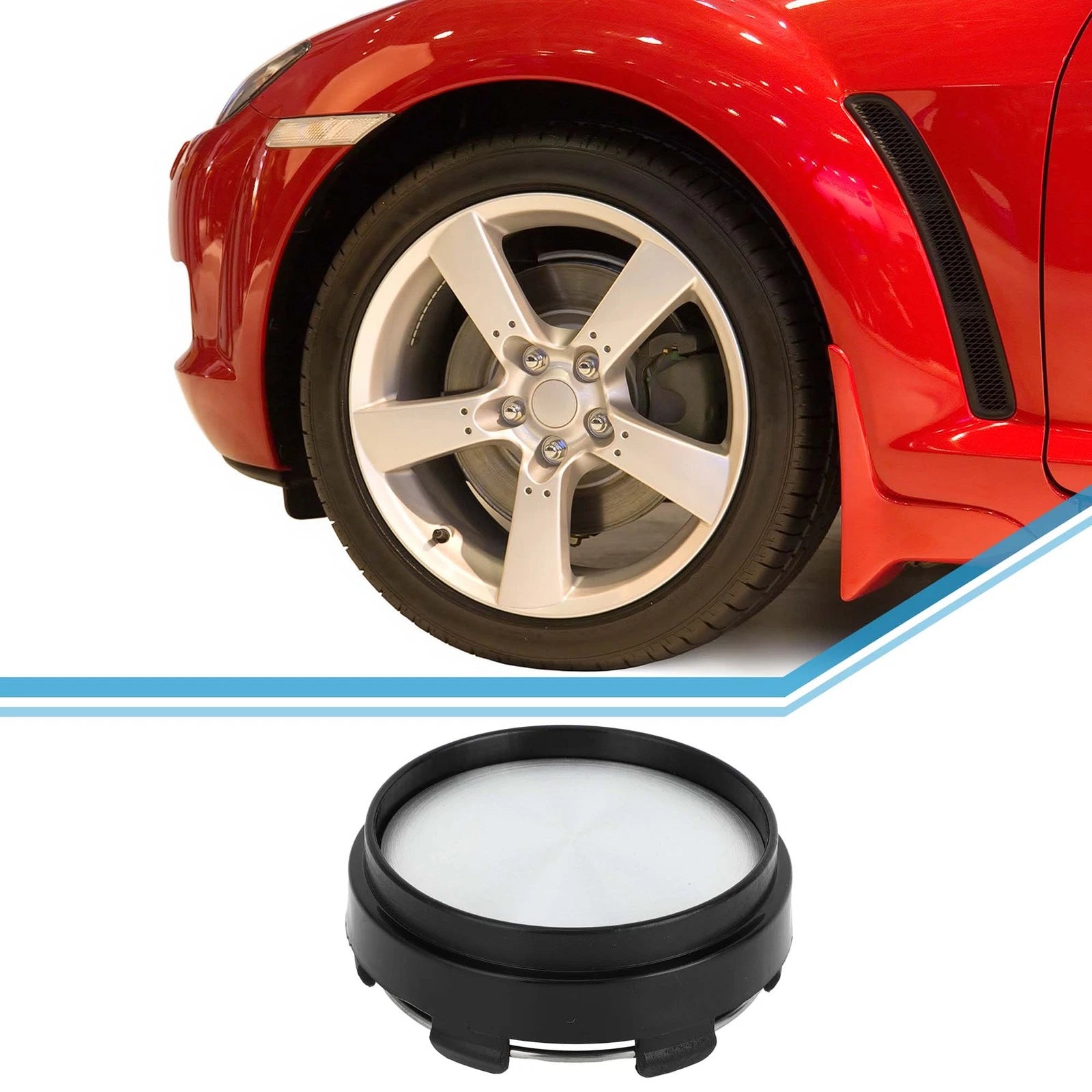 66mm Wheel Center Hub Cap for Universal Fit (Durable Plastic, Black/Silver)