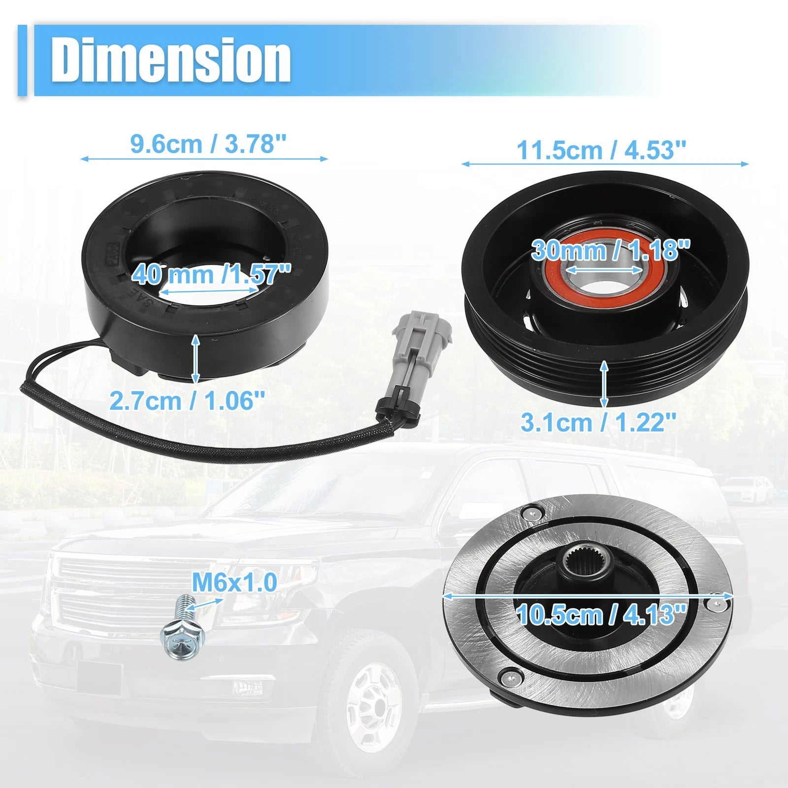 AC Compressor Clutch Replacement Set for Chevrolet Suburban 1500 (2000–2014)