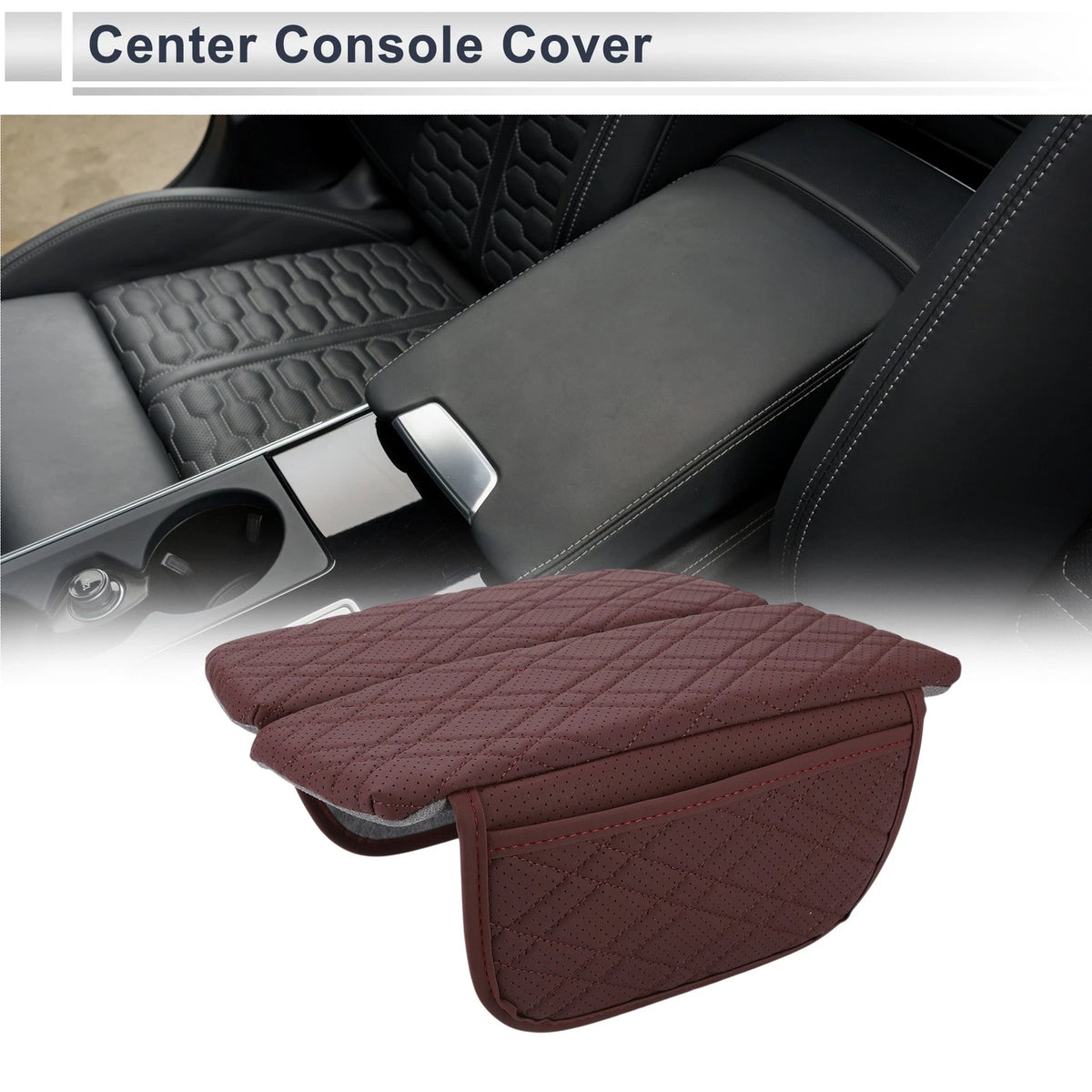 Center Console Cover with Storage Bag for BMW X7 (2019–2024) Dark Red