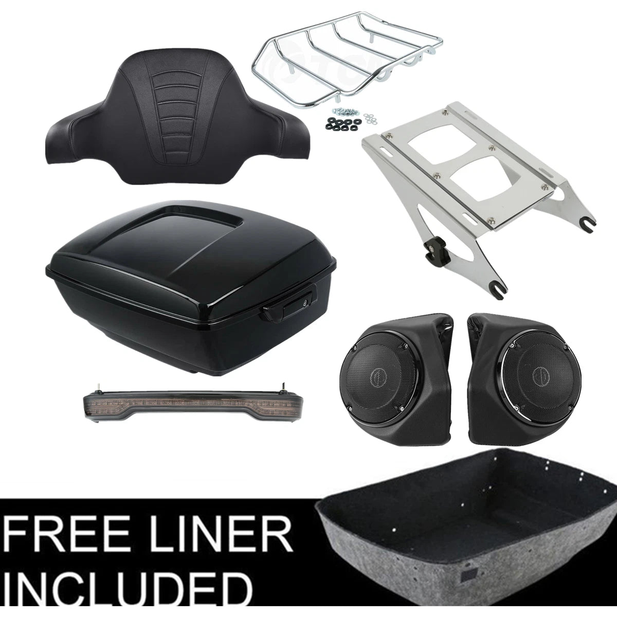 Trunk Pad Mount Rack & Tail Light Speakers for Harley Touring (2014–2026)